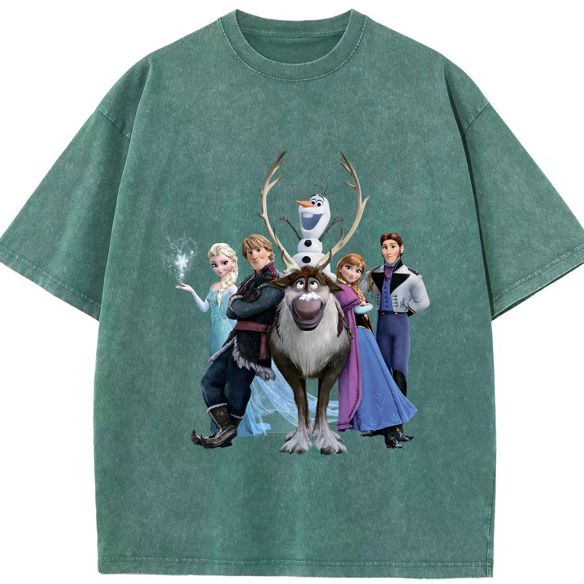 （画像用） アナと雪の女王 アンナ エルサ Frozen Anna Elsa 綿100% ヴィンテージ風 半袖Tシャツ（フロントプリント）